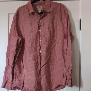 L.L. Bean Men's Linen Button Down Shirt - Rustic Red